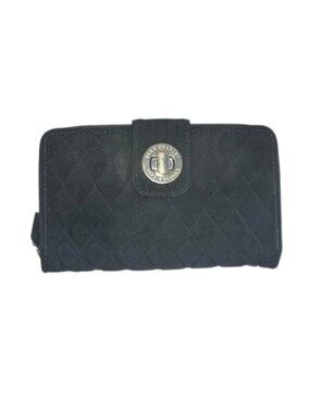 Vera Bradley Quilted Cotton Turnlock Wallet Classic Black Preppy Lightweight